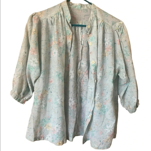 Vintage 70s button down floral top - Picture 2 of 7